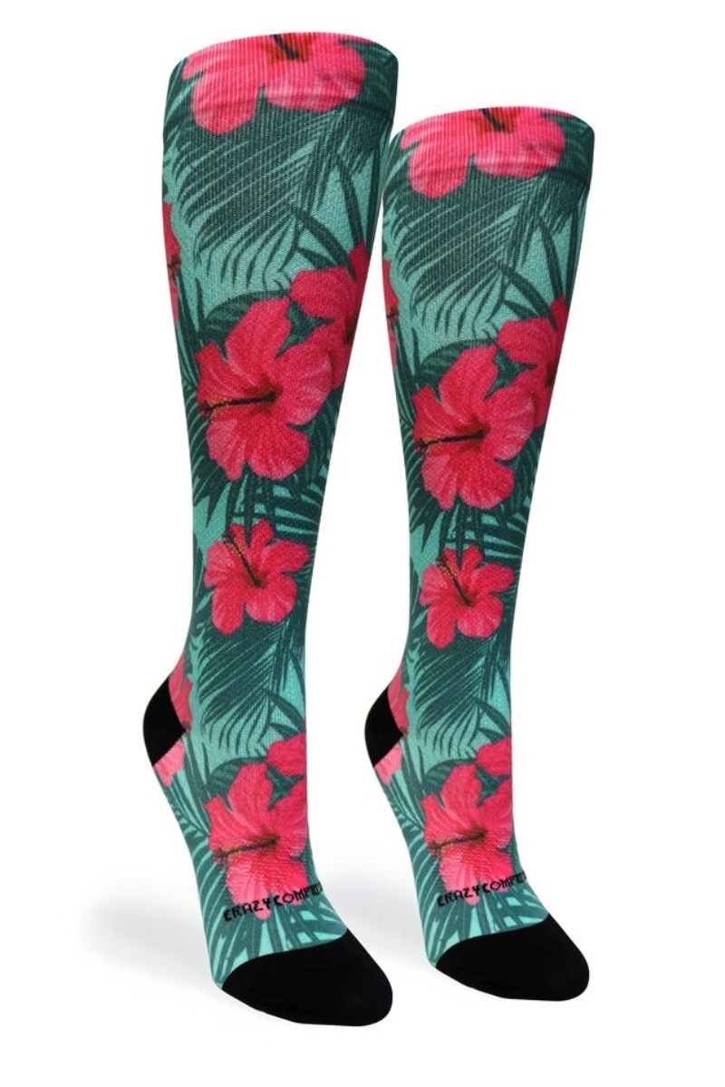 Crazy 360 Tropical Hibiscus OTC Compression Socks (Standard & Extra Wide)