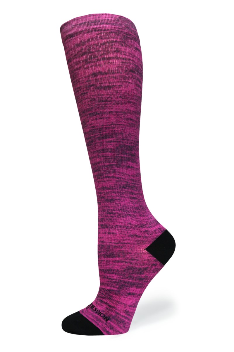 Crazy 360 Magenta Heather OTC Compression Socks (Standard & Extra Wide)