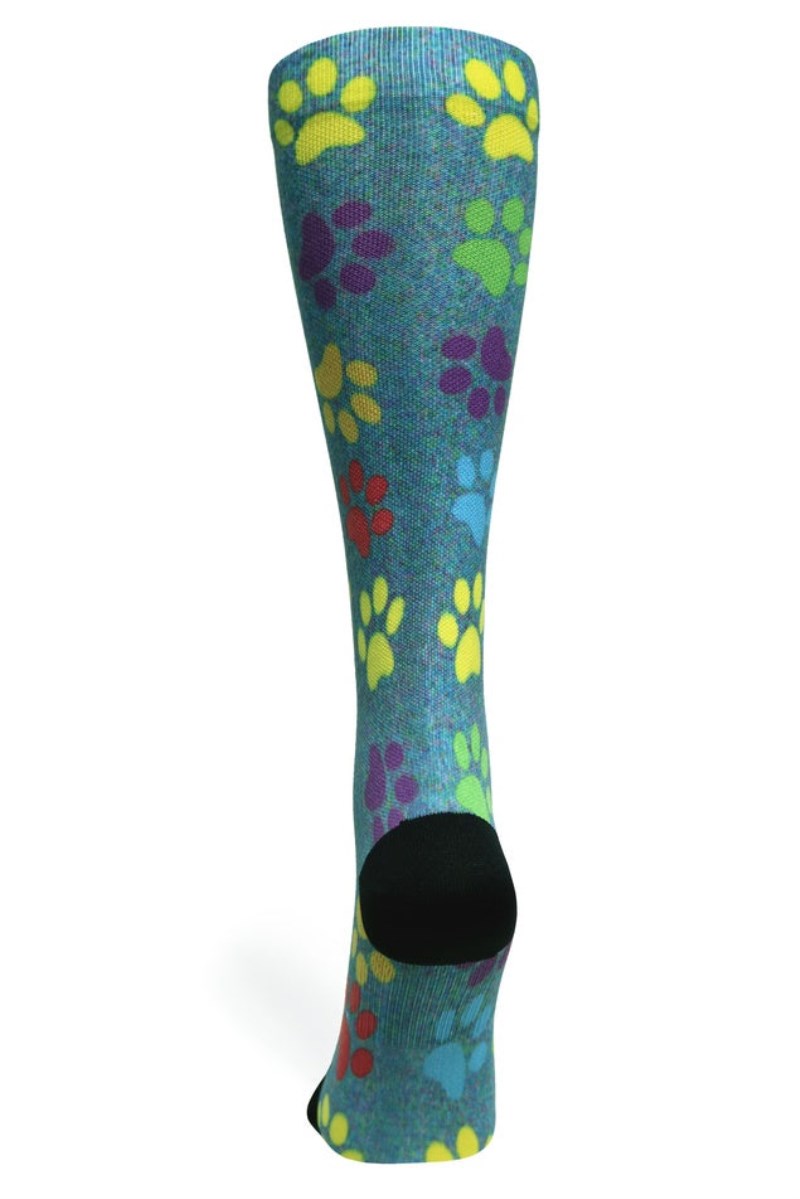 Crazy 360 Paw Prints Station Blue OTC Compression Socks (Standard & Extra Wide)