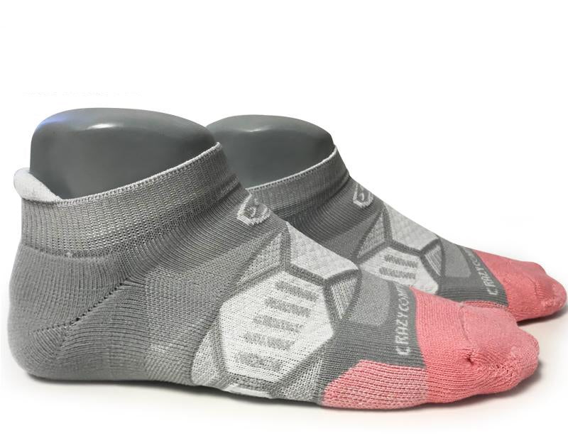 Crazy Gray & Peach Runners - Elite Running Sock