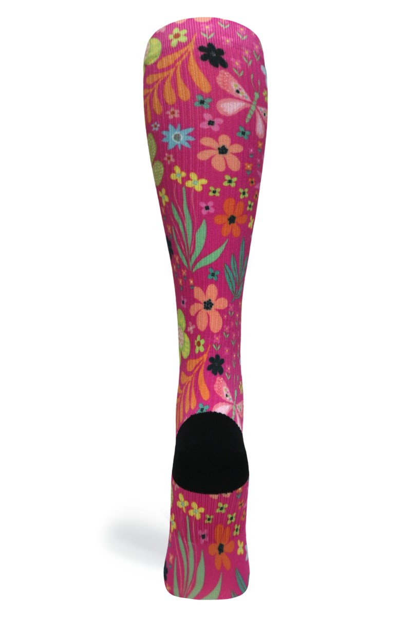 Crazy 360 Magenta Florals OTC Compression Socks (Standard & Extra Wide)