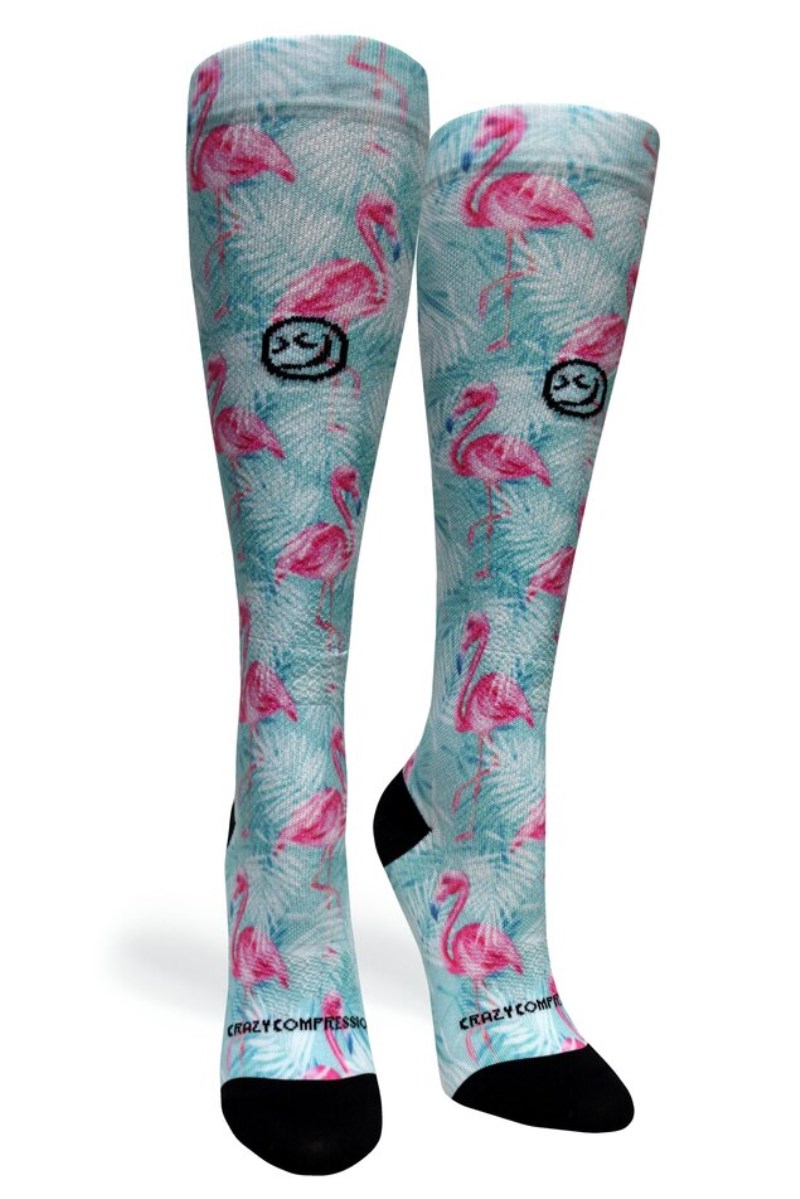 Crazy 360 Tropical Flamingo OTC Compression Socks (Standard & Extra Wide)